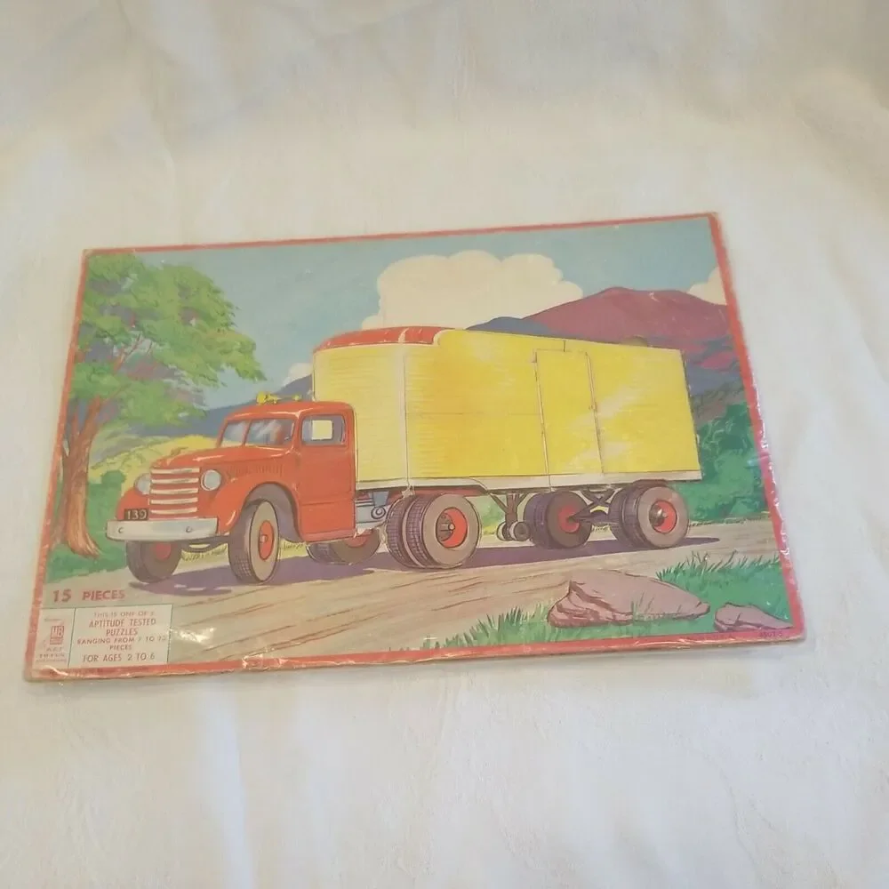 Milton Bradley Vintage Puzzle Semi-Truck 1955 Aptitude Tested Puzzle 15 Pieces